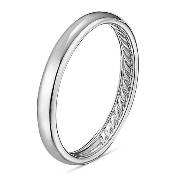 $2100 / NEW / David Yurman Men's 18K White Gold 3.5 mm Classic Band / Size 10.75